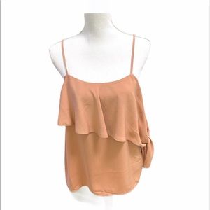 Sugar Lips, Sleeveless Ruffle Tie Sleeve Top Sz M Dusty Peach NWT